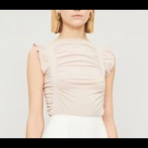 NWT wolford fatal drape string ruffled bodysuit sz L petal rose $230